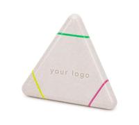 Personalised Triangular 3-Colour Fluorescent Highlighter in Wheat Straw - Eco-Friendly Multi-Colour Marker for School & Office