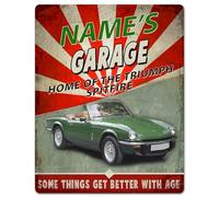 Personalised Triumph Spitfire Metal Wall Sign, Custom Vintage Car Garage Plaque, Retro Classic Cars Sign, Man Cave, Car Shed, Mechanic Sign Decor Birthday Father's Day Gift - RS62