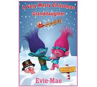 Personalised Trolls Inspired Christmas Card (Girl)