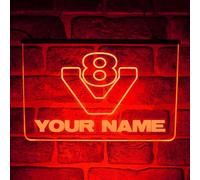 Personalised Trucker Cabin Neon Light Up LED Sign - Custom LED Name Plaque for Scania Truck or Lorry Dash - Unique Gift Ideas (Red)