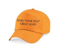 Personalised Trump Cap Custom Make Your Text Great Again Baseball Cap Hat Mens & Womens Unisex Headwear (UK, Alpha, One Size, Orange)