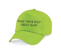 Personalised Trump Cap Custom Make Your Text Great Again Baseball Cap Hat Mens & Womens Unisex Headwear (UK, Alpha, One Size, Lime Green)