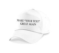 Personalised Trump Cap Custom Make Your Text Great Again Baseball Cap Hat Mens & Womens Unisex Headwear (UK, Alpha, One Size, White)