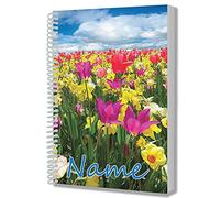Personalised Tulips Flowers A5 Notepad Notebook Drawing Writing Jotter