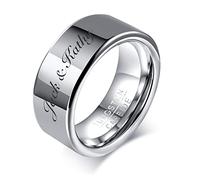 Personalised Tungsten Ring for Men - Free Engraved Customised Name Minimalist Ring Tungsten Carbide Wedding Band for Him,High Polish 8mm Width Men's Promise Engagement Ring,Valentine Gift,Size P 1/2