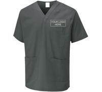 Personalised Tunic Srub Customise Embroidered Unisex Scrubs Tunic, Health Care Hospital, Medical Uniform Women/Men Nurse Uniform, Workwear Doctor Nurse Dress, V Neck Line Regular Fit Top Charcoal Grey