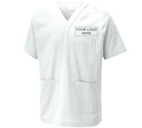 Personalised Tunic Srub Customise Embroidered Unisex Scrubs Tunic, Health Care Hospital, Medical Uniform Women/Men Nurse Uniform, Workwear Doctor Nurse Dress, V Neck Line Regular Fit Top White