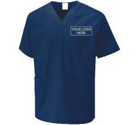 Personalised Tunic Srub Customise Embroidered Unisex Scrubs Tunic, Health Care Hospital, Medical Uniform Women/Men Nurse Uniform, Workwear Doctor Nurse Dress, V Neck Line Regular Fit Top Navy