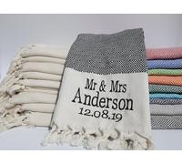 Personalised Turkish Beach Towel with Custom Logo, Name- Embroidered, Monogrammed Gym Towel 100% Cotton, Bulk, Lightweight Towel For Spa,Pool, Yoga, Travel 90x185 Handloomed