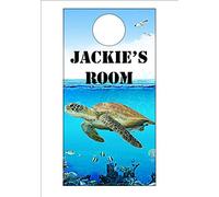 Personalised Turtle Tortoise Sea Background Door Hanger 300gsm Card 20cm x 9.5cm