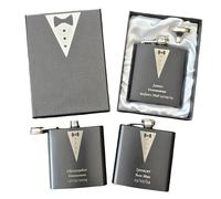 Personalised Tuxedo Hip Flask for Wedding Favor Gift with Tuxedo Gift Box
