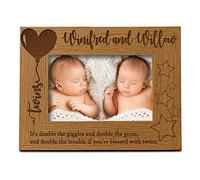 Personalised Twins Balloon Design Wooden Photo Frame Gift (4 x 6)