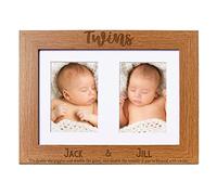 Personalised Twins Double Wooden Photo Frame Gift