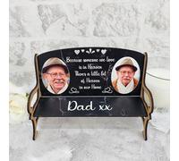 Personalised Two Photo In Loving Memory Memorial Bench Plaque with In Heaven Quote - Custom Two Names & Photos - MDF Remembrance Keepsake Ornament (Black)