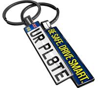 Personalised UK Registration Number Plate Keyring - Custom Car Number Plate with Name Image or Photo - Double-Sided Metal License Plate Keychain Mini Number Plate Creative DIY Gift for Him or Her