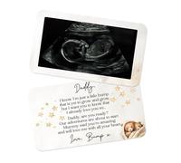 Personalised Ultrasound Wallet Card - Baby Scan Pregnancy Reveal Gift for Dad-to-Be - Upload Sonogram Photo - Metal Wallet Keepsake with Message from Bump
