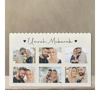 Personalised Umrah Mubarak Building Blocks Handmade Photo Gift - Custom Keepsake Decor Family Gifts For Islamic Kabba Pilgrimage Celebration (Large - 17.5cm x 11.8cm)