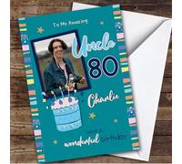 Personalised Uncle 80th Birthday Card Cake | Personalised Birthday Card For Uncle, Him, 80th, Milestone Birthdays