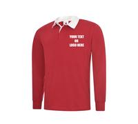 Personalised Uneek Printed Classic Rugby Shirt Workwear Long Sleeve Gym Casual