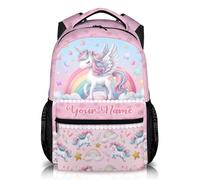 Personalised Unicorn Backpack - Custom Girls Rucksack for School & Travel - Cute Pink Kids Bag with Name - Lightweight Unicorn Bookbag for Children Aged 3-10