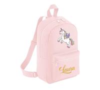 Personalised Unicorn Backpack - Girls Childrens Kids Bags School Toddler Nursery Rucksack Baby Cute Cartoon Gifts Presents Year Old Toys Birthday Christmas (Small, Baby Pink Prime)