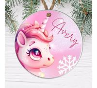Personalised Unicorn Christmas Bauble with Custom Name - Magical Unicorn Holiday Ornament for Kids, Perfect Festive Décor, Printed Christmas Bauble (Acrylic Indoor & Outdoor Use)