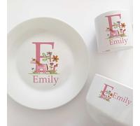 Personalised Unicorn Dinner Set- Girls Ceramic Christening Plate, Cup and Bowl Breakfast Setting - Custom Name My First Birthday -Special Keepsake Gift.