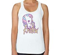 Personalised Unicorn Girls Vest Rainbow Cloud Pattern Any Name Animal Lover Birthday Back to School Girls/Women Gift Present idea Women's Vest Top. (White, M)