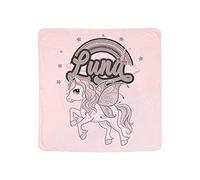 Personalised Unicorn Rainbow Cloud Floral Horn Art Baby Born Gift Present Idea Pink/Blue Coloured Double Layer Cotton Baby Blanket. (Pink)