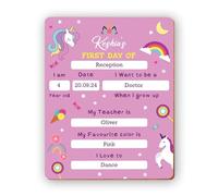 Personalised Unicorn Theme First Day and Last Day of School Chalkboard Wooden Sign Board, 1st Day Photo Prop Back to School Kids, Nursery Preschool Keepsake Presents (25CM X 2OCM - SQ)