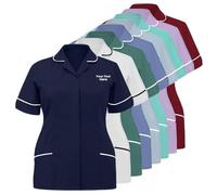 Personalised uniform tunic,customized uniform for care assistant,carers,healthcare,nurses,women,work,housekeeping,hospital,beauty therapist (UK, Alpha, L, Regular, Regular, 10 colors to choose)