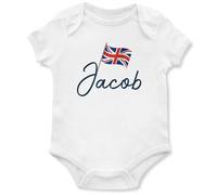 Personalised Union Jack Babygrow for Babies Boy Girl Great Britain 2024 Games Baby Vest, 6-12 Months, White