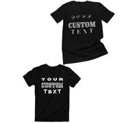 Personalised Unisex Adult and Kids Your Front and Back Custom Text Any Color Any Size Funny Quotes T Shirt (Medium - Black)