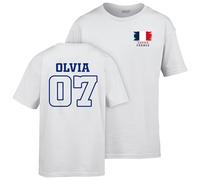 Personalised Unisex France Football Shirt: Kids Number T-Shirt & French Football Top - Kids Number Top Style 1