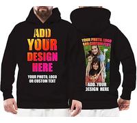 Personalised Unisex Hoodie with Custom Photo, Logo, Text or Plain Hoodie Long Sleeve Sweatshirt, Soft Feel Regular Fit for Men and Women Without Print (L Black Multi Color)