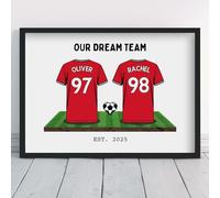 Personalised United Couple's Dream Team Shirt Art Valentine Manchester Gift | All Teams Available | Framed or Prints Available | Boyfriend Husband Man Partner Football Utd Wall Keepsake Sports Poster