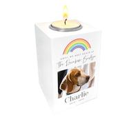 Personalised "Until We Meet Again" Pet Photo Memorial White Tea Light Holder - Custom Photo & Message | Sympathy Gift for Pet Loss | W7cm x D7cm x H10cm