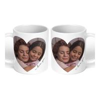Personalised Upload Your Own Photos Custom Text Coffee Cup Tea Mug 11oz Spacious Mug | Large Handle Easy Grip | Custom Photo Gift | Heat Changing Option (1 Image Heart with “I Love You” Text)
