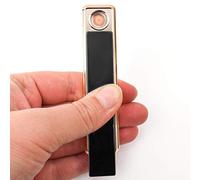 Personalised USB Lighter Windproof Flameless Rechargeable Cigarette Electric Slim No Fuel Men's Women's Gift Engraved Free (Black)