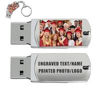 Personalised USB Stick, Custom USB Memory Stick - Laser Engraved Text/Name, UV Printed Photo/Logo, USB Flash Drive, 32GB 64GB 128GB Storage Stick, Fast Reading & High Compatibility (Style 4, 128, GB)