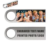 Personalised USB Stick, Custom USB Memory Stick - Laser Engraved Text/Name, UV Printed Photo/Logo, USB Flash Drive, 32GB 64GB 128GB Storage Stick, Fast Reading & High Compatibility (Style 1, 64, GB)
