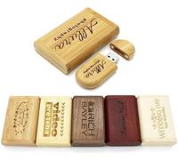 Personalised USB Stick + Gift Box Made of Solid Wood with Engraving of Your Choice of Text Wedding Desired Engraving Memory Stick Flash Drive 32/64/128 GB 3.0 Gift Idea Individual (Walnut, 128 GB 3.0)
