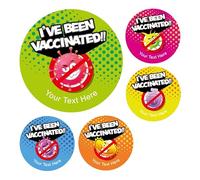 Personalised Vaccination Germ Stickers for Brave Little Patients - Pack of 5 Colourful Designs - Custom School or Surgery Name - Eco-Friendly Recycled Paper - Made in UK