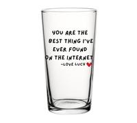 Personalised Valentine’s Day Beer Glass - Boyfriend Gift with Custom Name, Ink Printed “You are The Best Thing I’ve Found On The Internet”