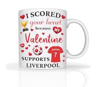 Personalised Valentine’s Mug Gifts for Him & Her, Football Lover “I Scored Your Heart” 11oz Ceramic Coffee Cup Romantic Gift for Boyfriend, Husband or Girlfriend (Liverpool)