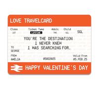 Personalised Valentines Card For Him Her Custom Acrylic Train Ticket Design Romantic Valentines Gifts For Boyfriend Girlfriend Husband Wife Couples Anniversary Card Presents (Valentine's Card)