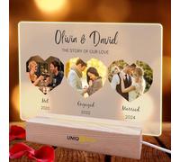Personalised Valentines Day LED Light Up Frame,Custom Hearts Photo Gift - Couple Anniversary Wedding Present for Women Men Him Her,Romantic Picture Gift for Boyfriend,Unique Home Decor Night Light