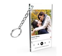 Personalised Valentines Keyring Gifts For Him Her Custom Spotify Music Acrylic Keychain Plaque with Photo Song Name Romantic Gifts For Husband, Boyfriend (Photo & Spotify Music)