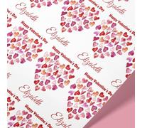 Personalised Valentine's Wrapping Paper | Personalised Wrapping Paper Rolls - 61cm Width | Valentines Paper Wrap | Custom Name Wrapping Paper | Present Idea | Red Hearts Wrapping Paper (White, 1mt)