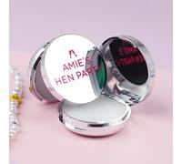 Personalised Vanilla Scented Hen Party Lip Balm with Mirror, Bridal Party Bag Favours for Hen Do, Girls Weekend, Bride Tribe - Silver (Pack of 5)